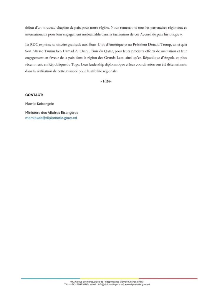 RDC-Rwanda : Un Accord de Paix Historique Signé à Washington sous Médiation Américaine,Voici les 3 axes majeurs qui seront respectés 3 17510477866872062118882295656349